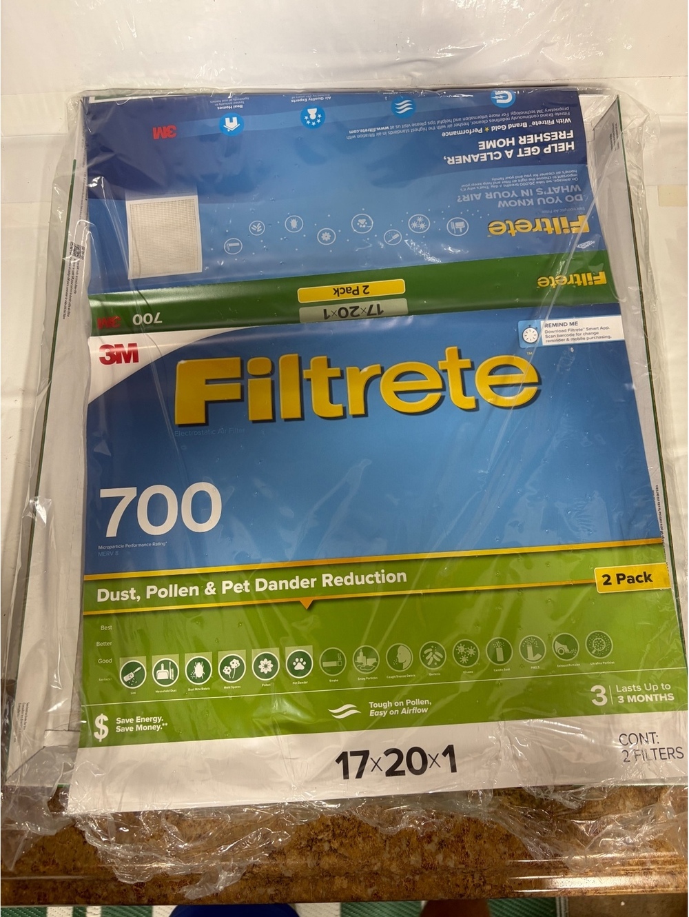 3M Filtrete 700 Electrostatic Air Filter 17x20x1 2 Pack